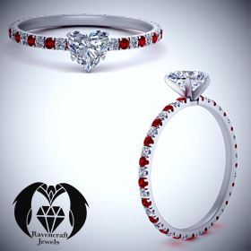 Valentine’s Kiss Heart Cut Ruby and Diamond White Gold Ring